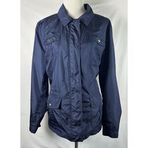 Vintage Basic Editions Windbreaker Jacket Men's XL Navy Blue Polyester